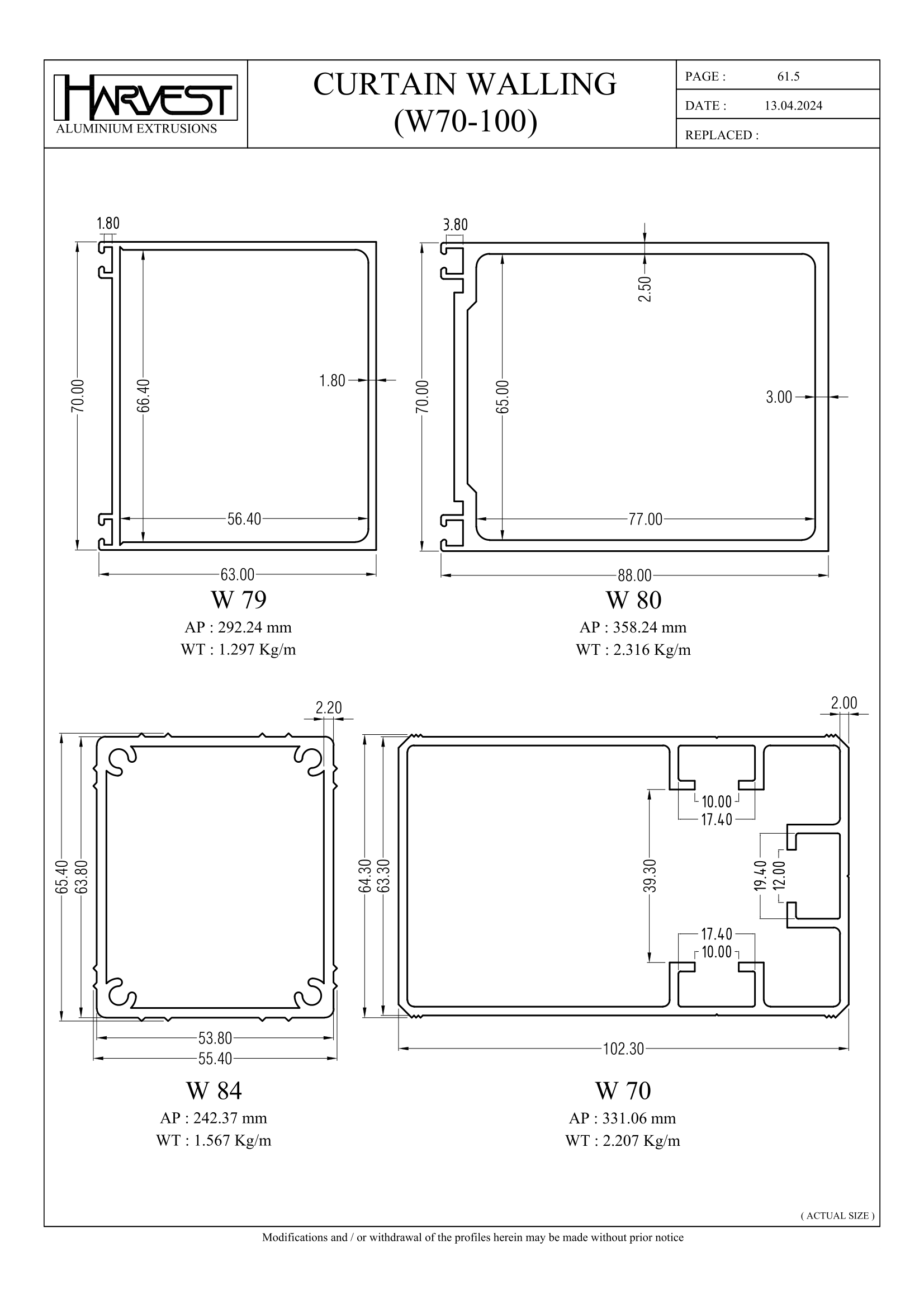 CT Curtain Walling W70-100 – HARVEST ALUMINIUM