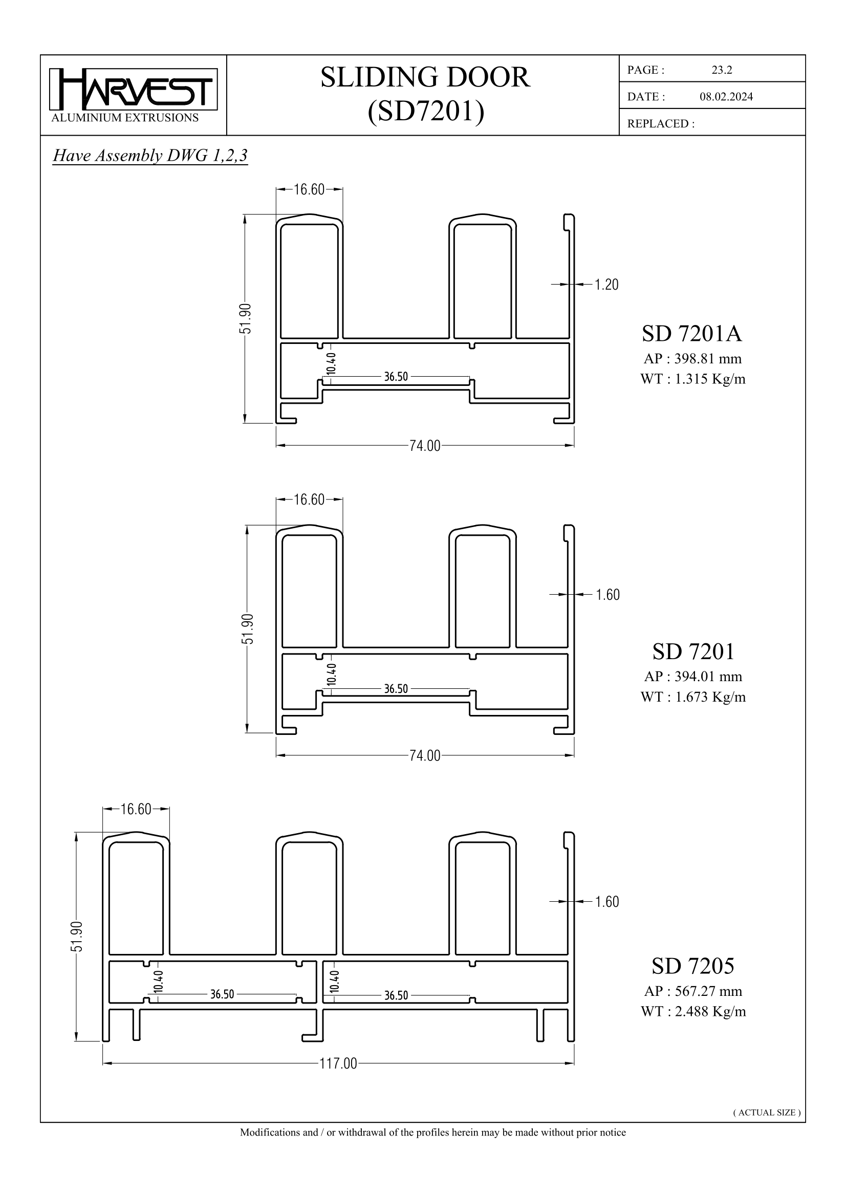 CT Sliding Door SD7201 – HARVEST ALUMINIUM